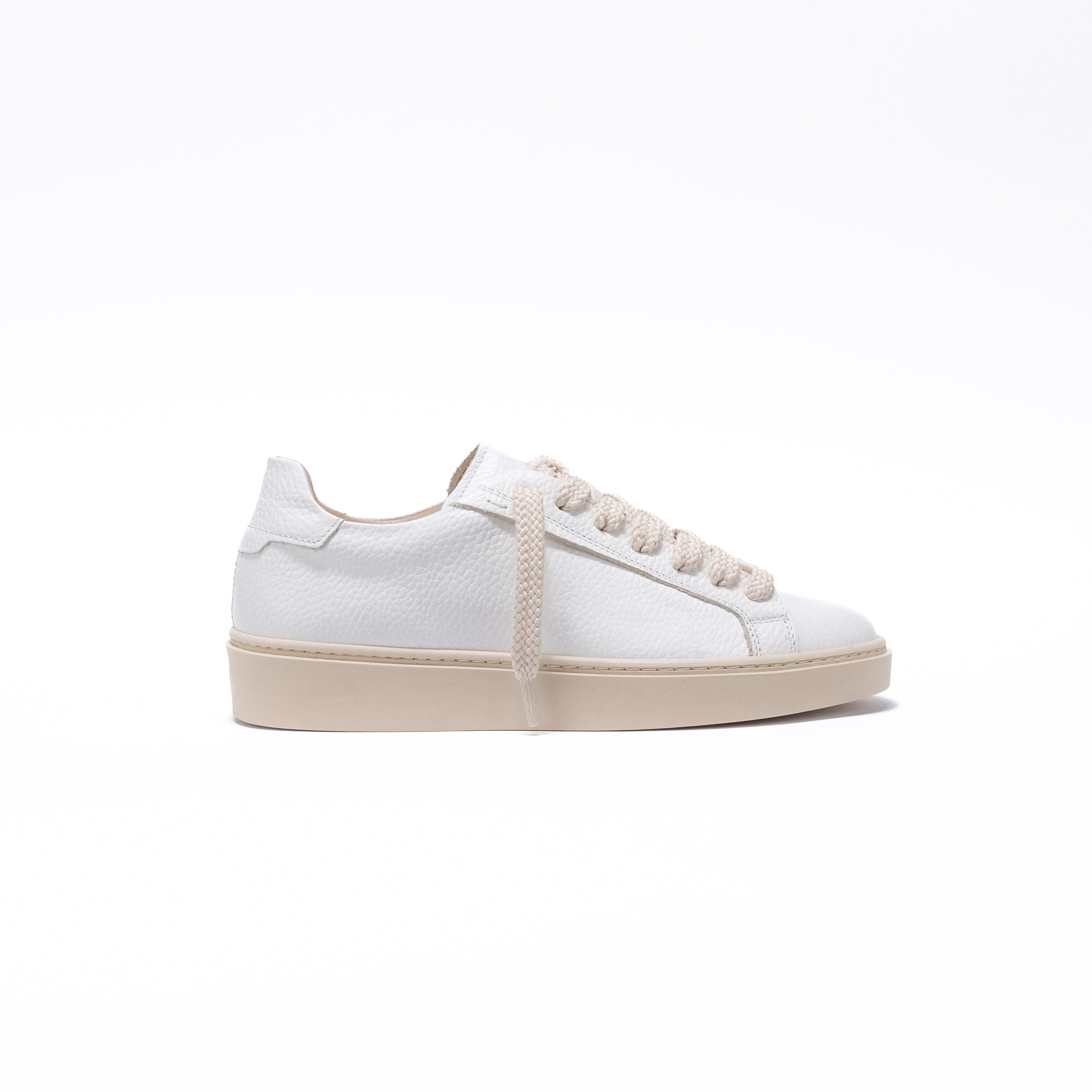 PANAREA - Sneaker Essenziale in Pelle Bottolata - Panna
