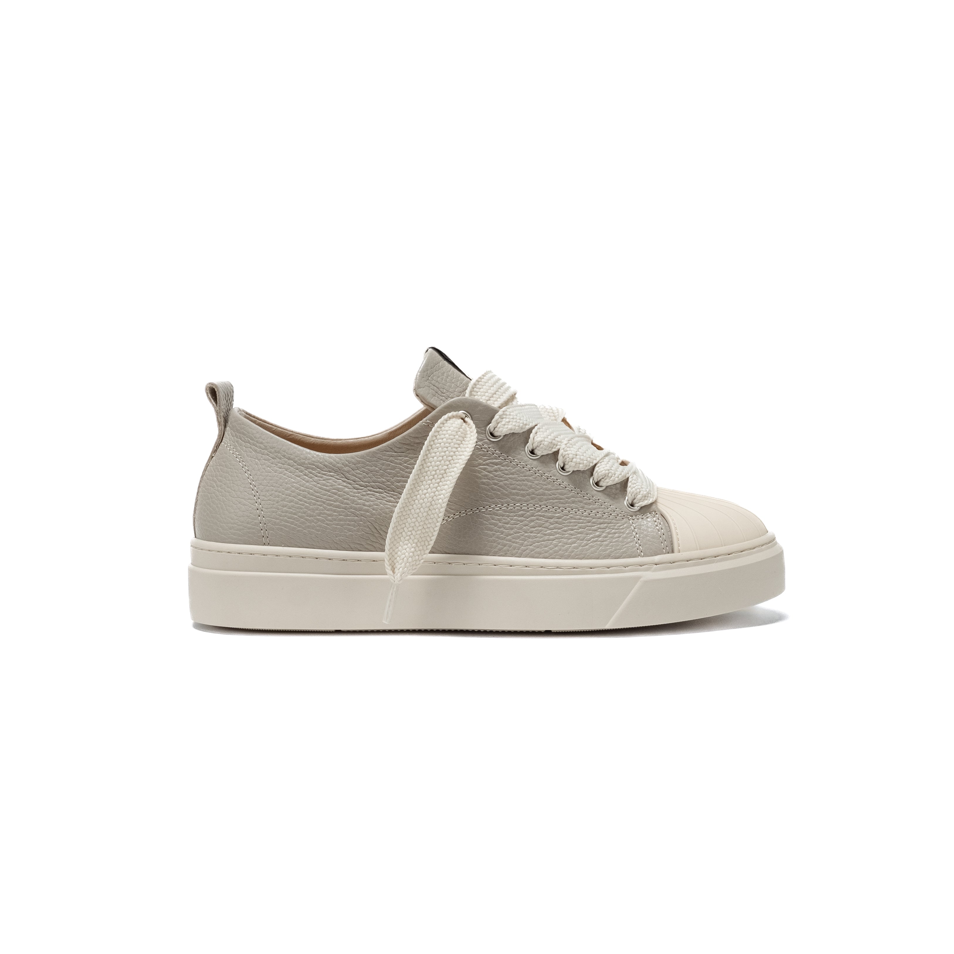 SORRENTO - Sneaker Bassa in Pelle Bottolata con Punta in Gomma – Grigio Perla