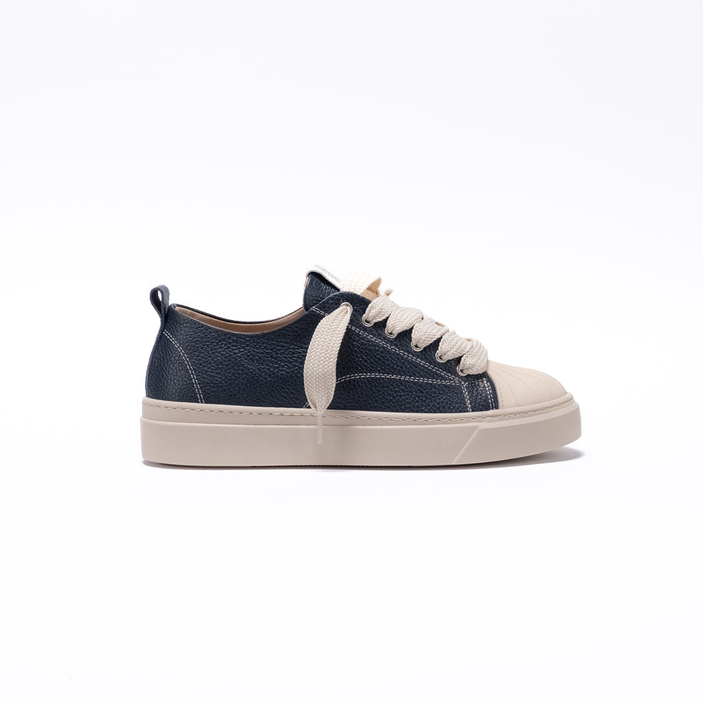 SORRENTO - Sneaker Bassa in Pelle Bottolata con Punta in Gomma – Blu