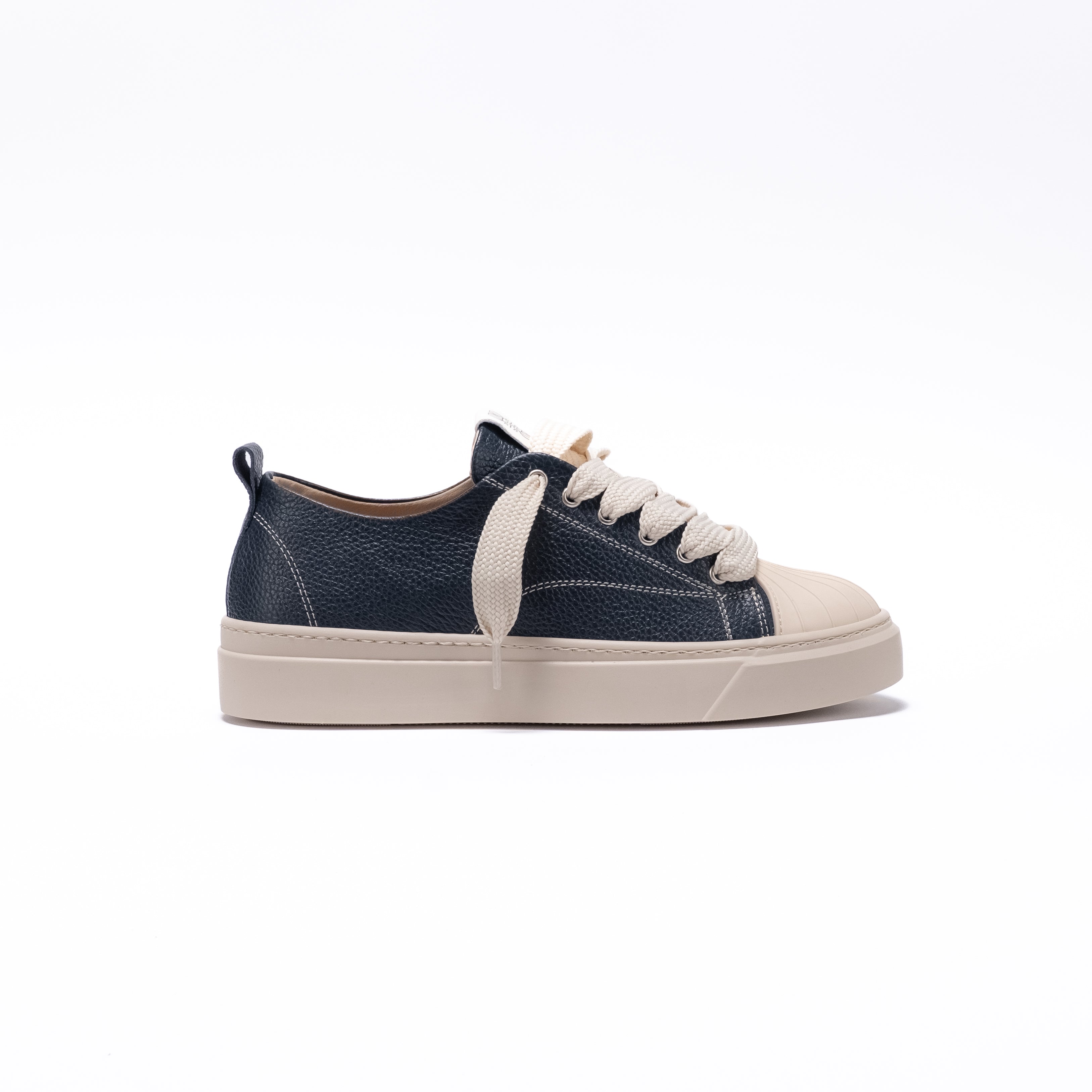 SORRENTO - Sneaker Bassa in Pelle Bottolata con Punta in Gomma – Blu
