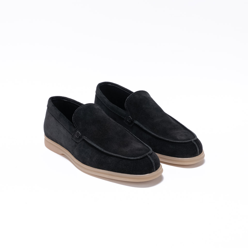 POSITANO - Pantofola in camoscio con fondo comfort – Nero
