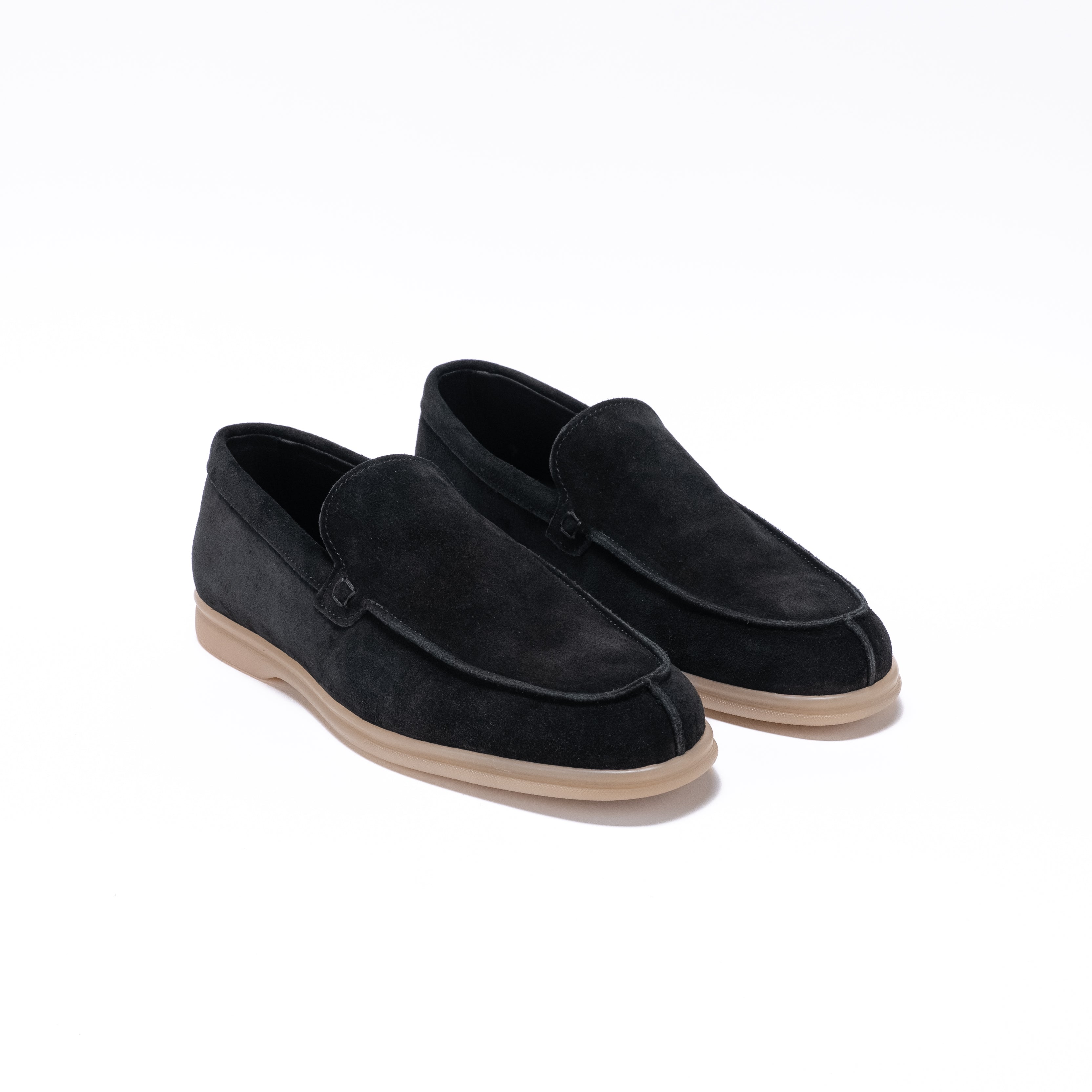 POSITANO - Pantofola in camoscio con fondo comfort – Nero