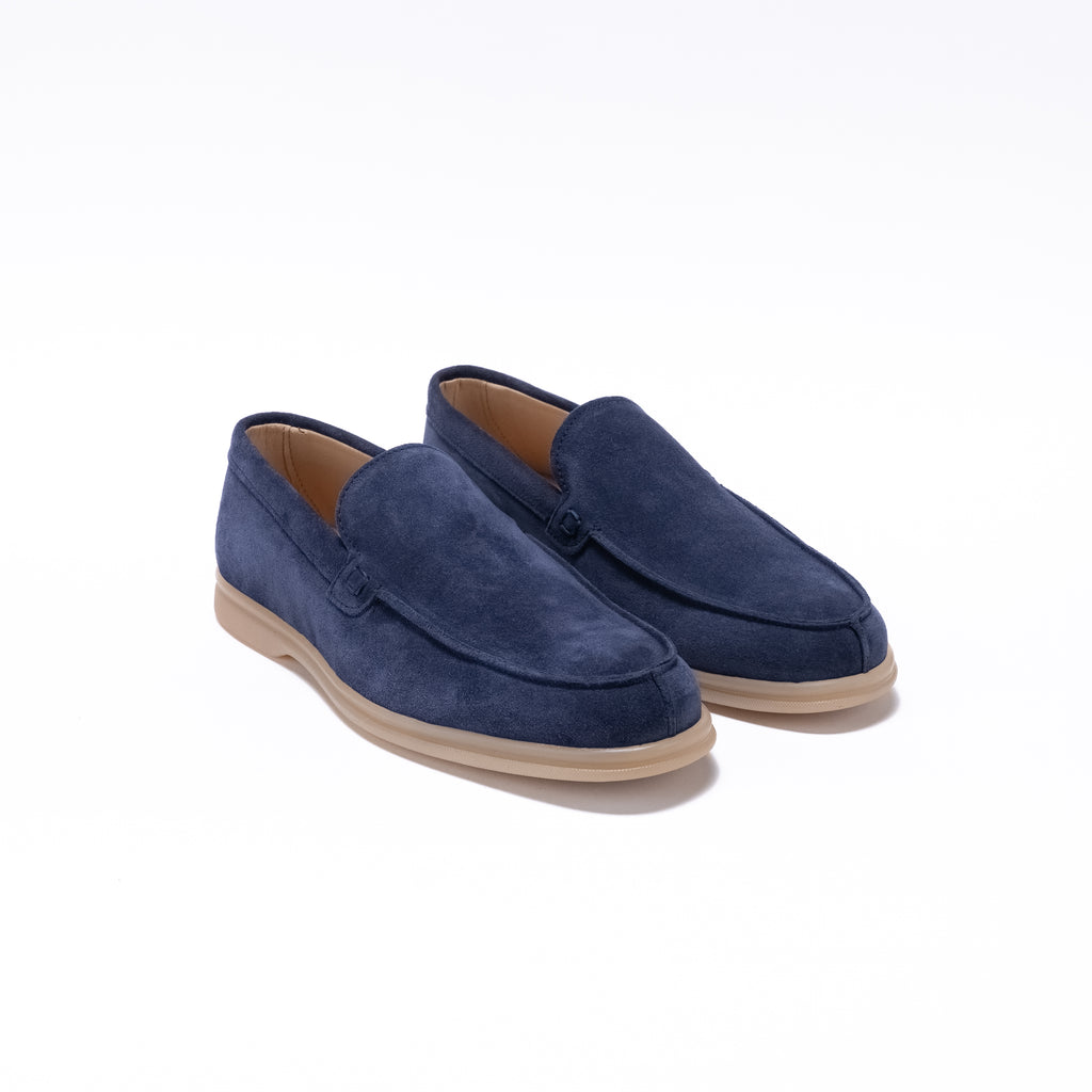 POSITANO - Pantofola in camoscio con fondo comfort –  Blu