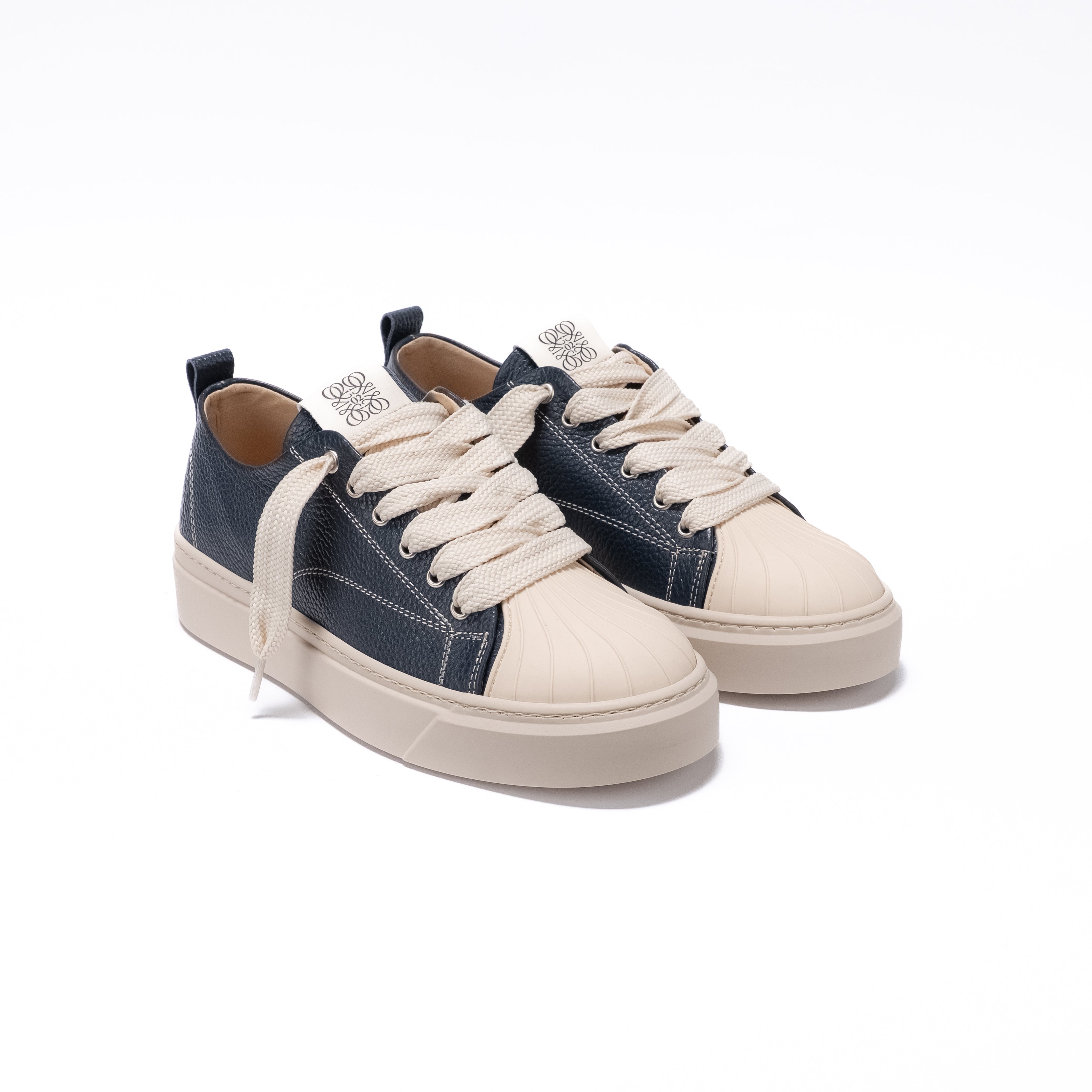SORRENTO - Sneaker Bassa in Pelle Bottolata con Punta in Gomma – Blu