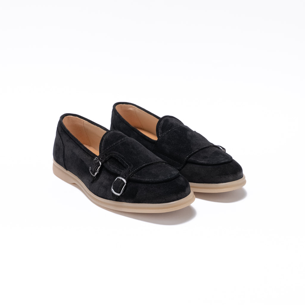 FORTE DEI MARMI - Mocassino Sportivo Doppia Fibbia in Camoscio - Nero