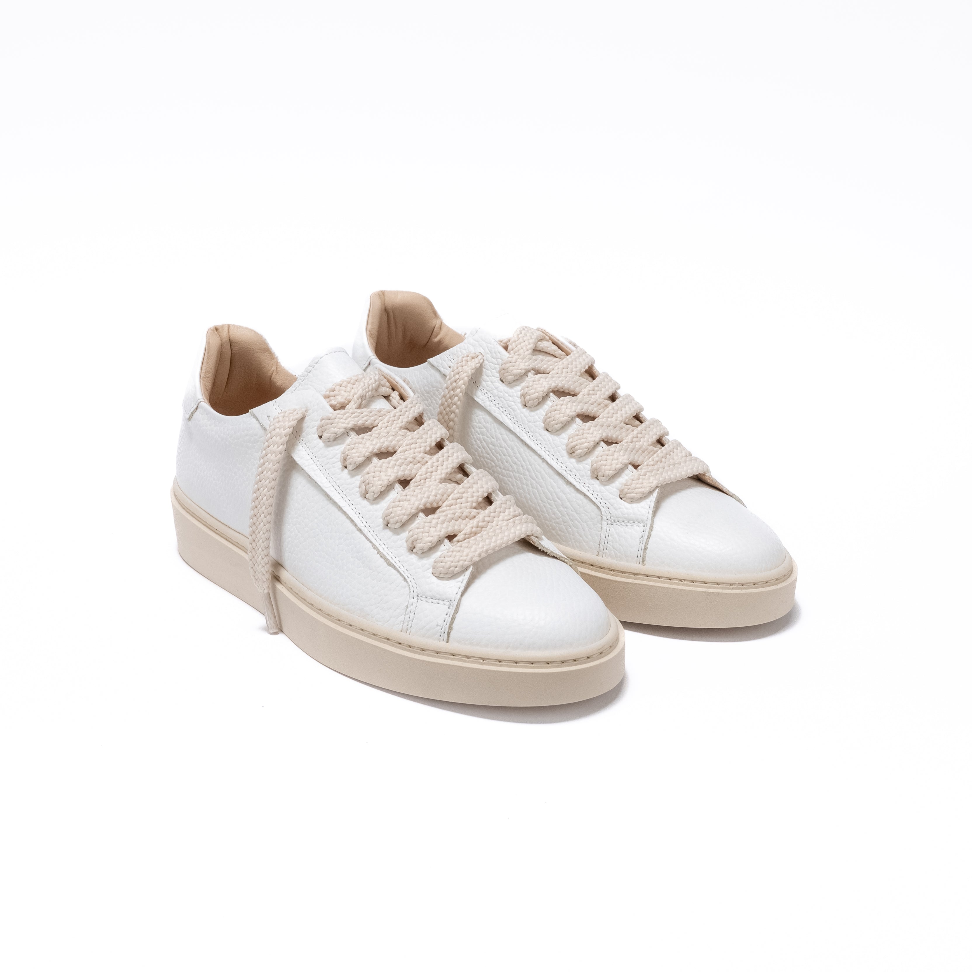 PANAREA - Sneaker Essenziale in Pelle Bottolata - Panna