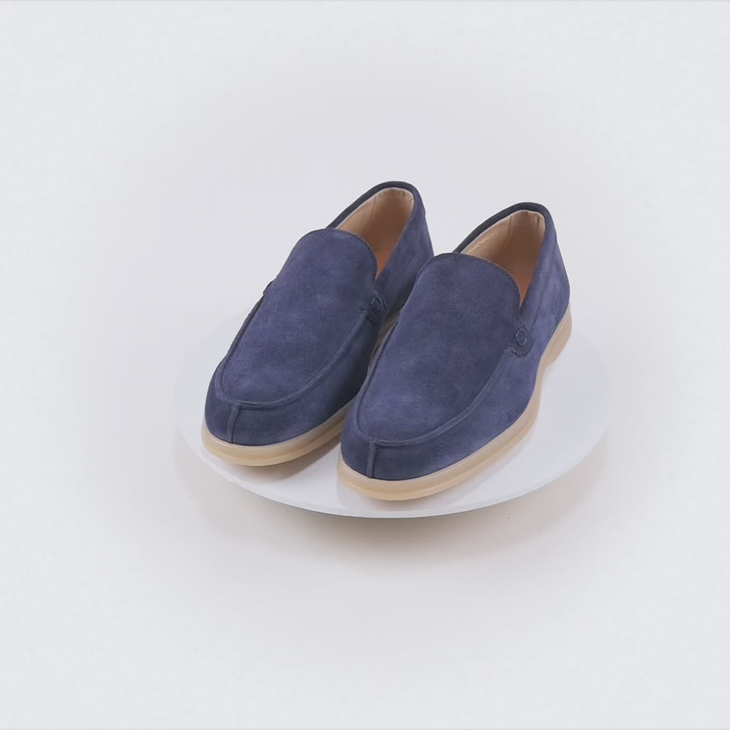 POSITANO - Pantofola in camoscio con fondo comfort –  Blu