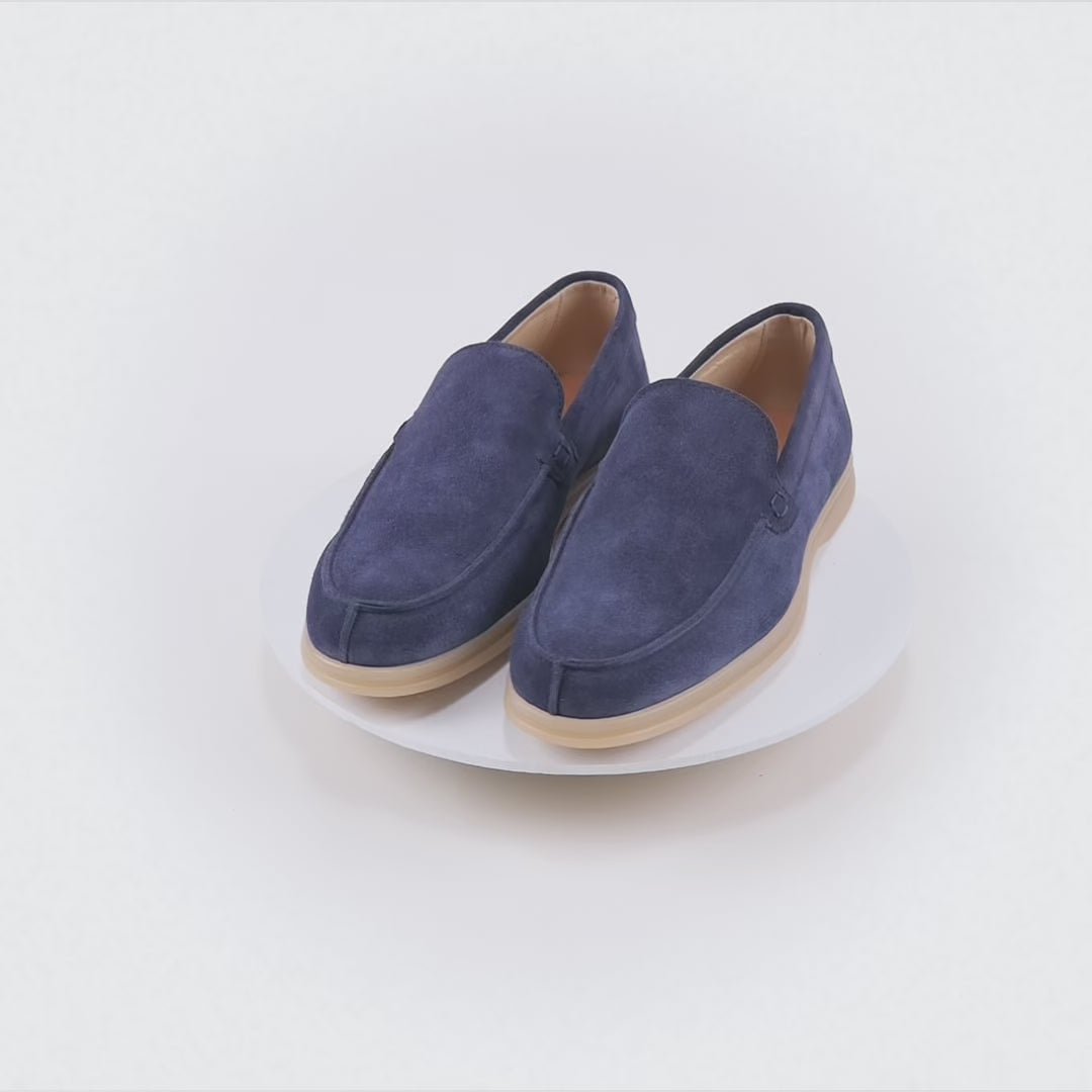 POSITANO - Pantofola in camoscio con fondo comfort –  Blu